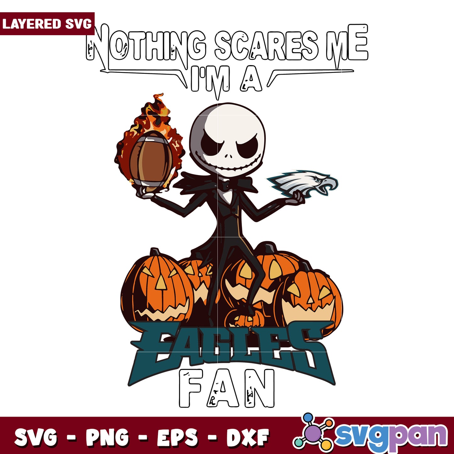Nothing scares me I'm a Eagles fan svg, nfl teams svg, halloween design svg