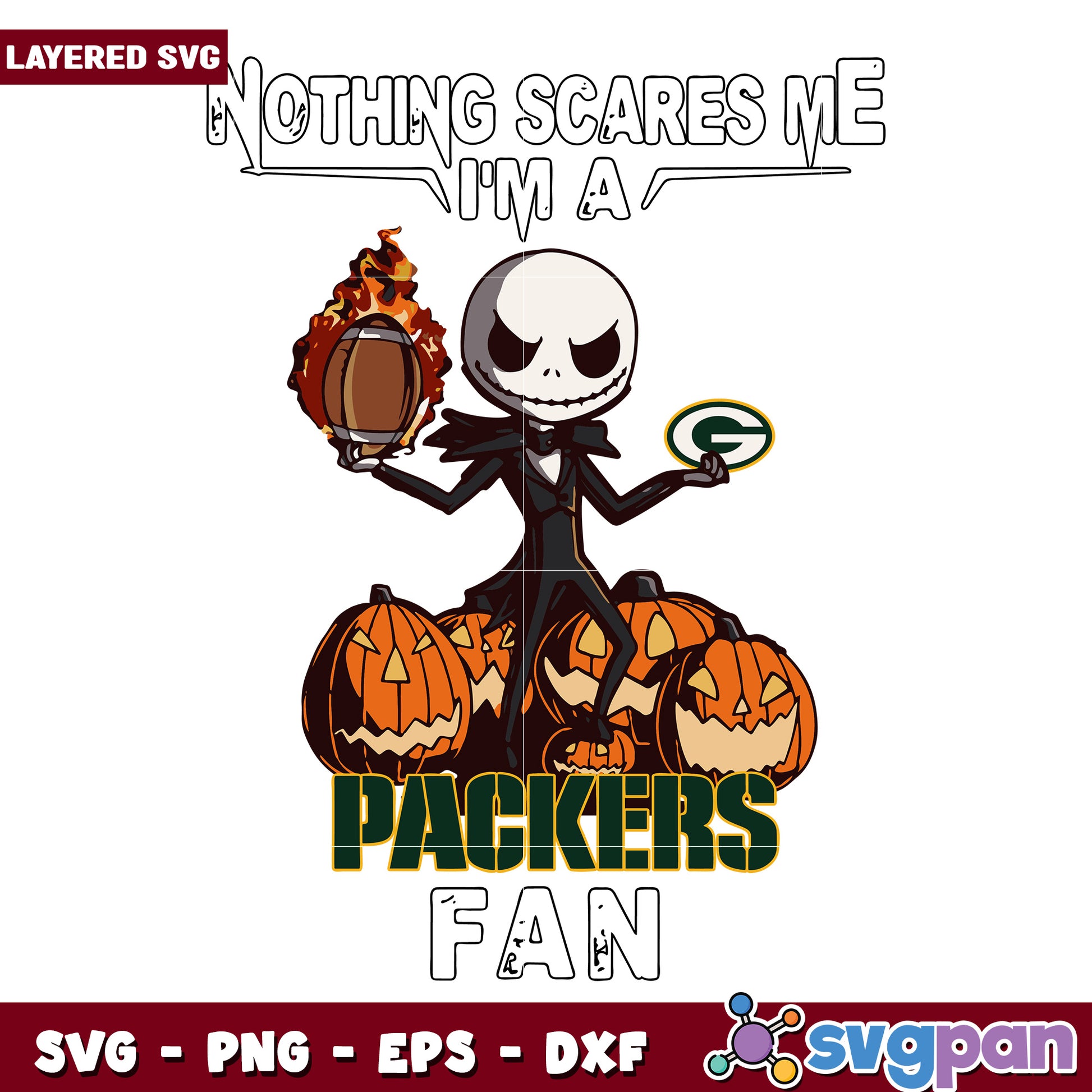 Nothing scares me I'm a Packers fan svg, nfl teams svg, halloween design svg