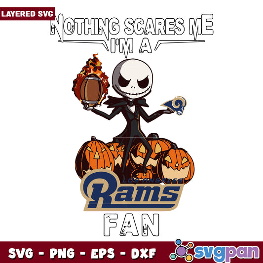 Nothing scares me I'm a Rams fan svg, nfl teams svg, halloween design svg