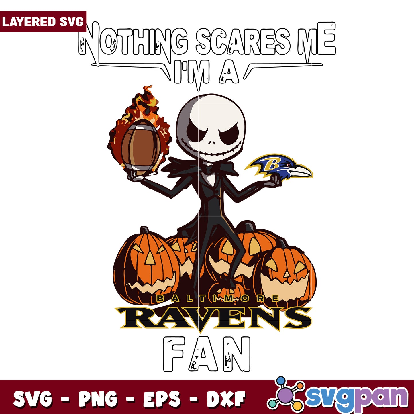 Nothing scares me I'm a Ravens fan svg , nfl teams svg, halloween design svg