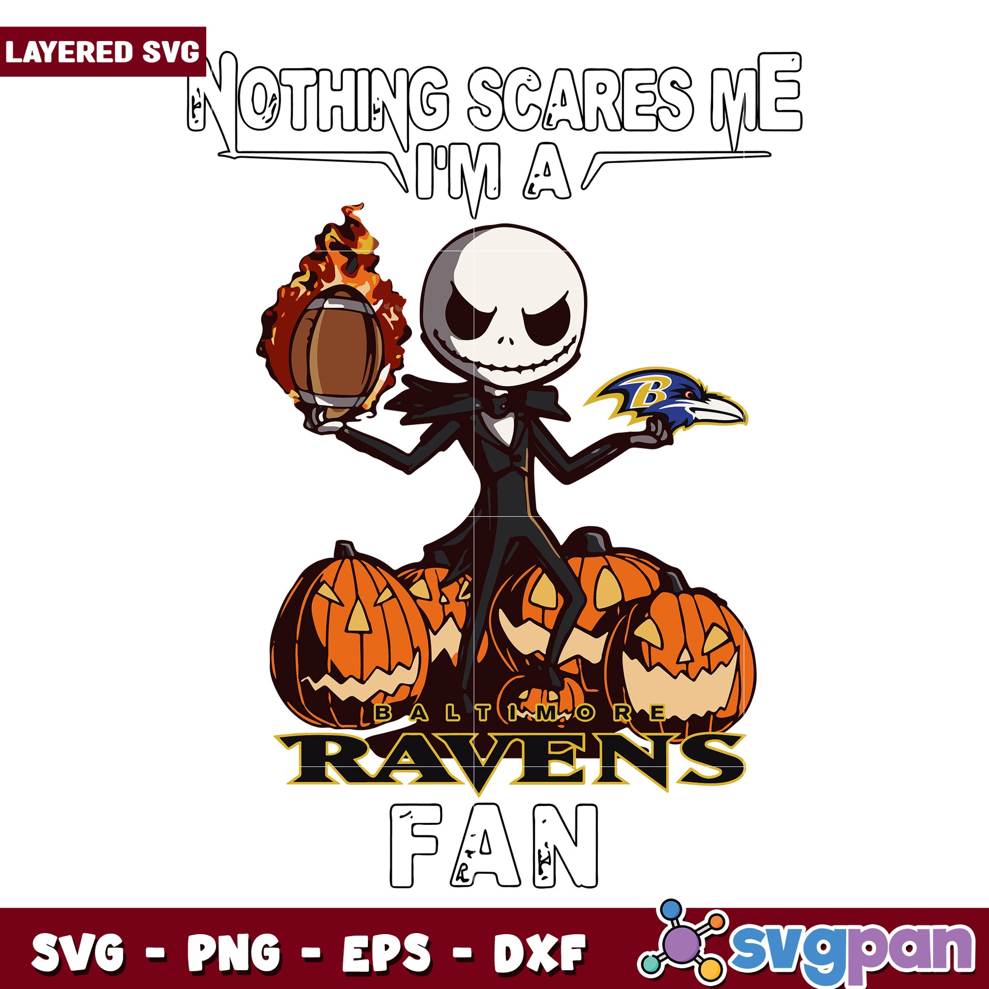 Nothing scares me I'm a Ravens fan svg , nfl teams svg, halloween design svg
