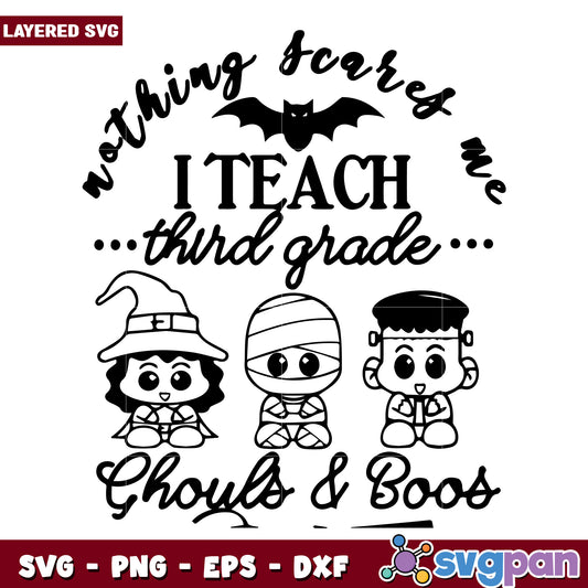 Nothing scares me I teach third grade shouls and boos svg, nfl teams svg, halloween nfl svg