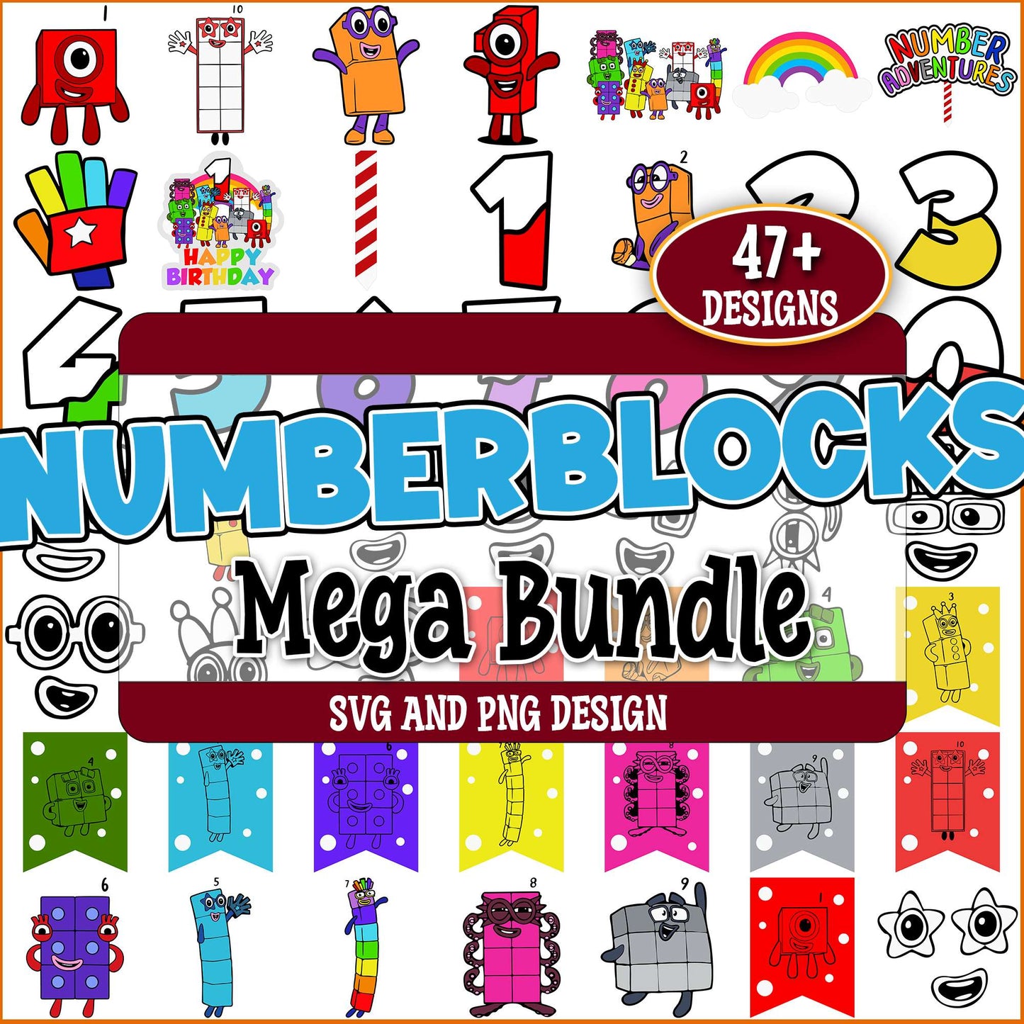 Numberblocks birthday svg bundle
