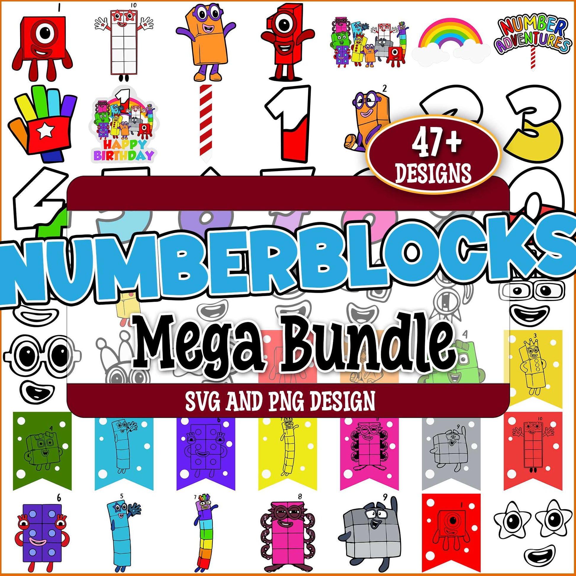 Numberblocks birthday svg bundle