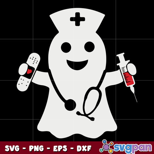 Nurse Ghost Halloween Costume Stethoscope svg