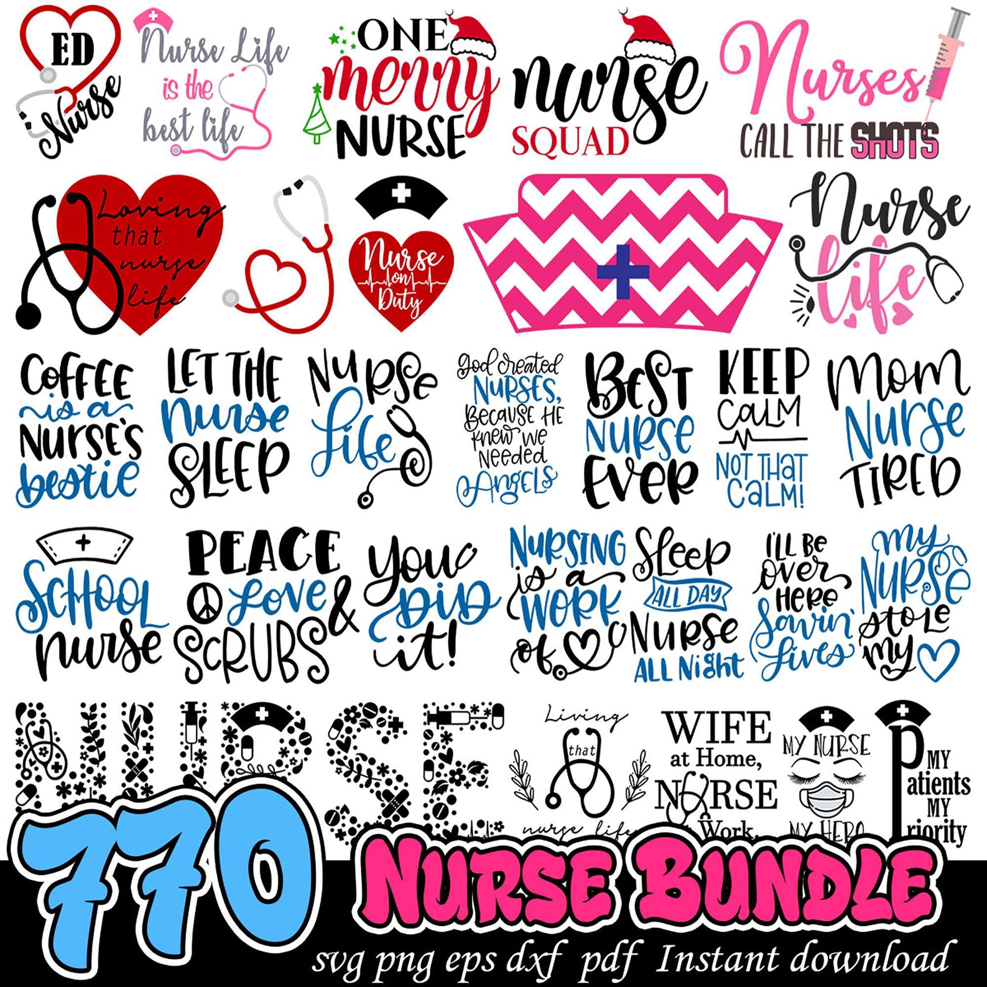 Nurse SVG Bundle 70 Designs Instant Download