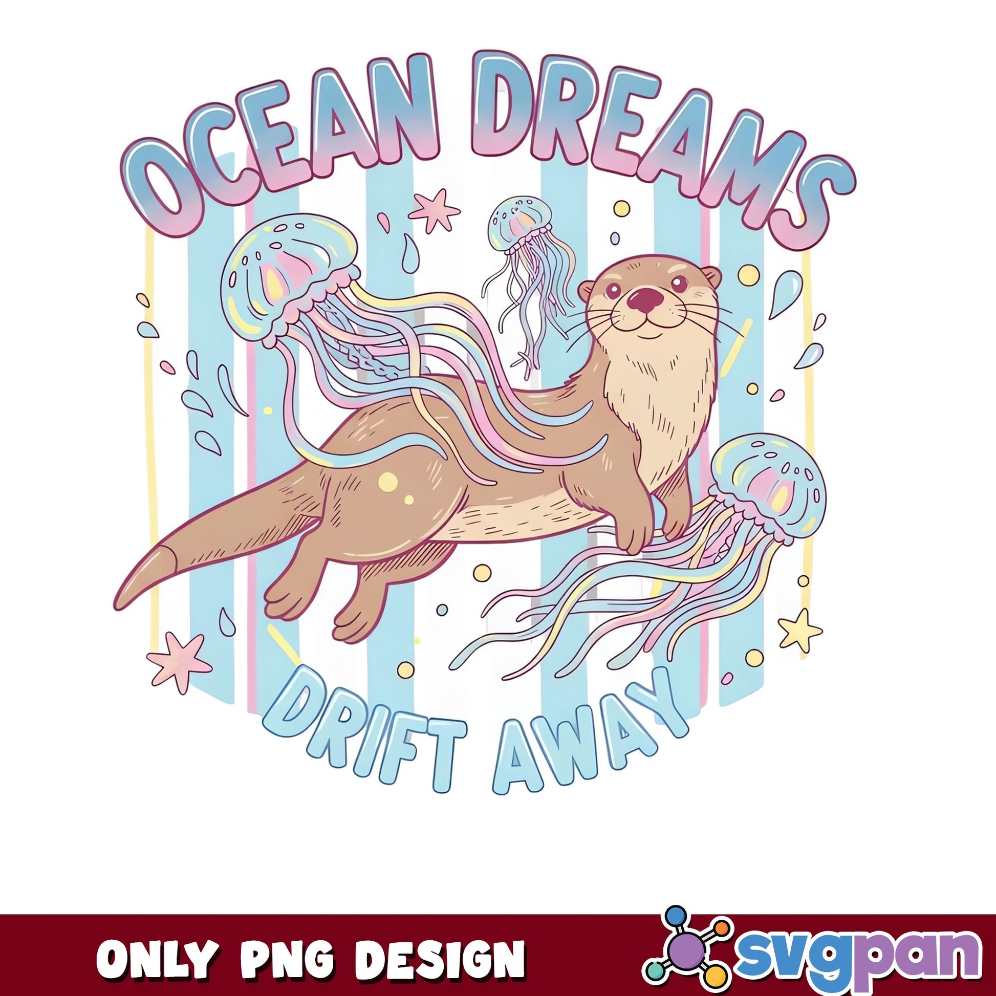 Ocean Dreams Drift Away Otter PNG, Cute Otter PNG, Sea Life PNG