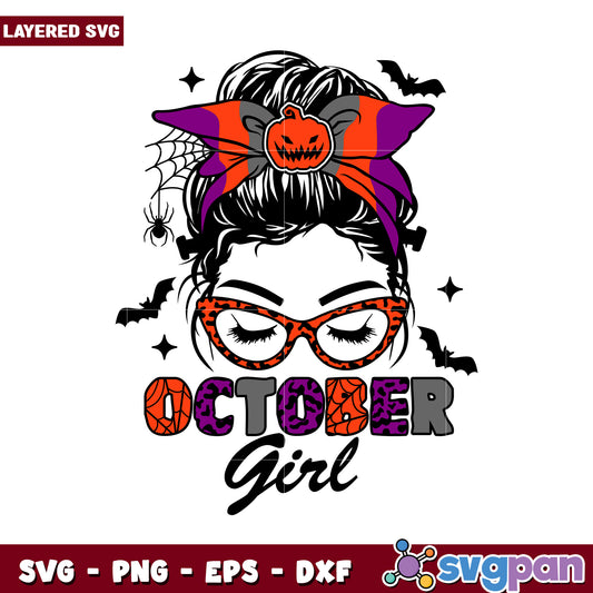 October Girl Design for Halloween Decor, Perfect for SVG Projects