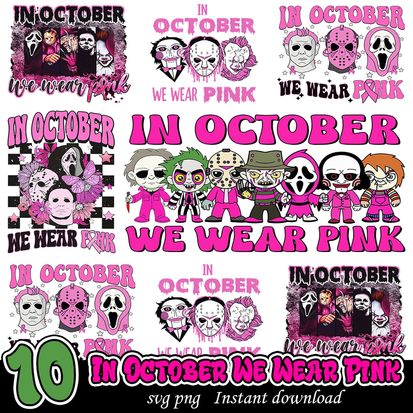October Pink Horror SVG Bundle