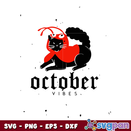 October Vibes Cat Costume Lobster Halloween svg
