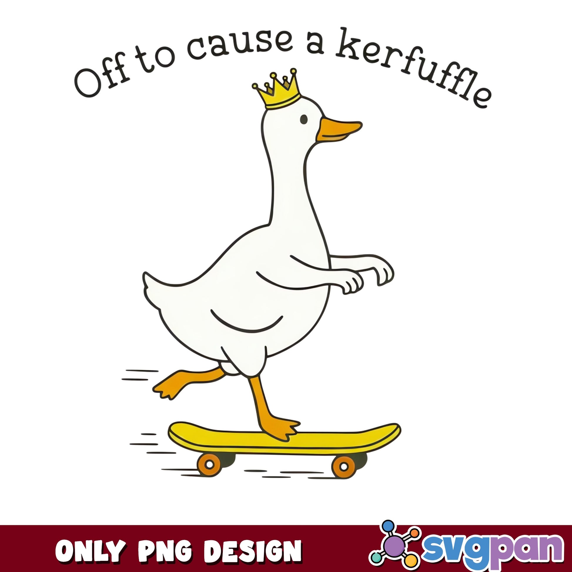 Off To Cause A Kerfuffle Goose PNG, Funny Duck PNG, Skateboard PNG
