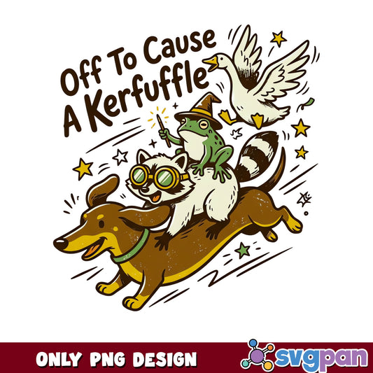 Off To Cause A Kerfuffle PNG, Funny Animals PNG, Cute Frog PNG