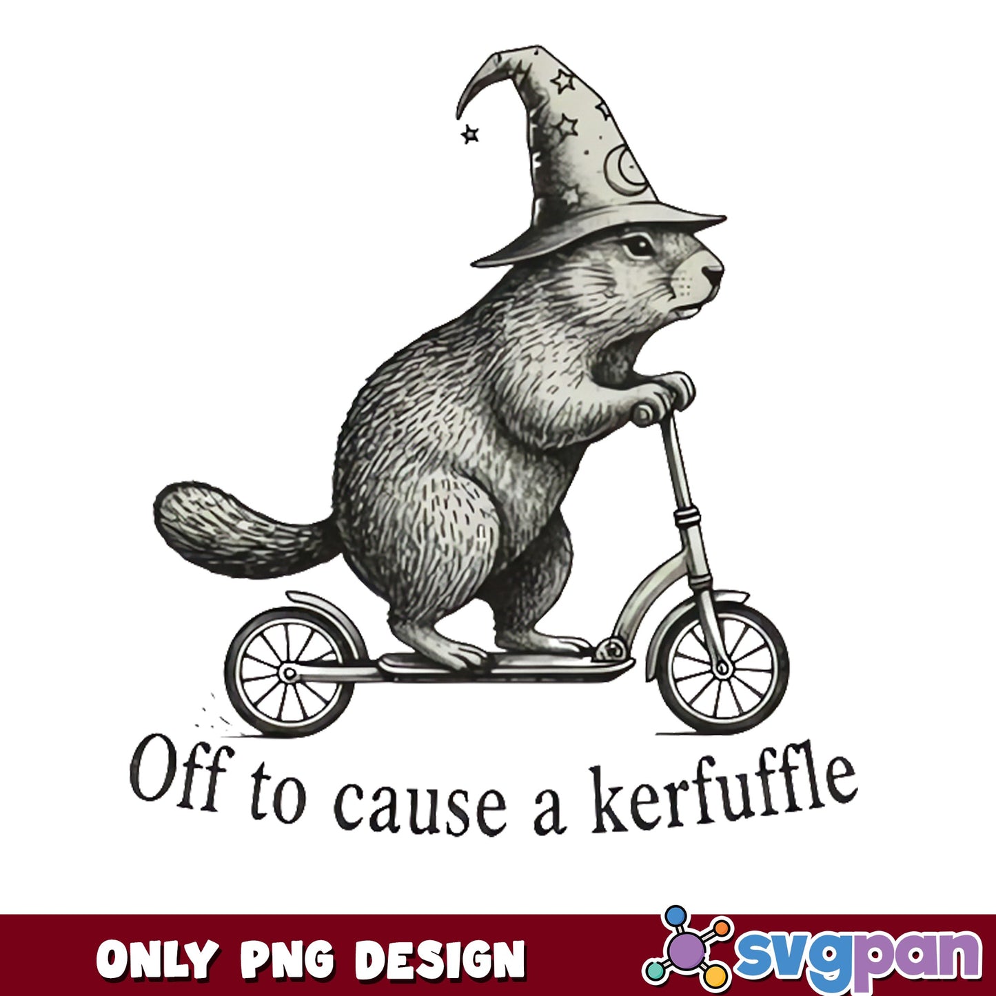 Off To Cause A Kerfuffle PNG, Funny Squirrel Witch PNG, Sarcastic Quote PNG