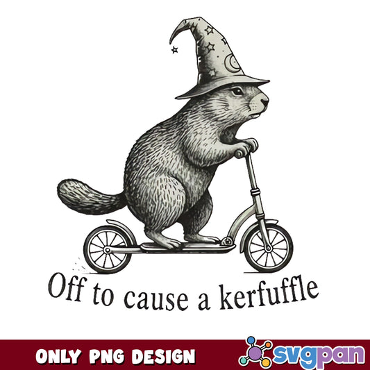 Off To Cause A Kerfuffle PNG, Funny Squirrel Witch PNG, Sarcastic Quote PNG