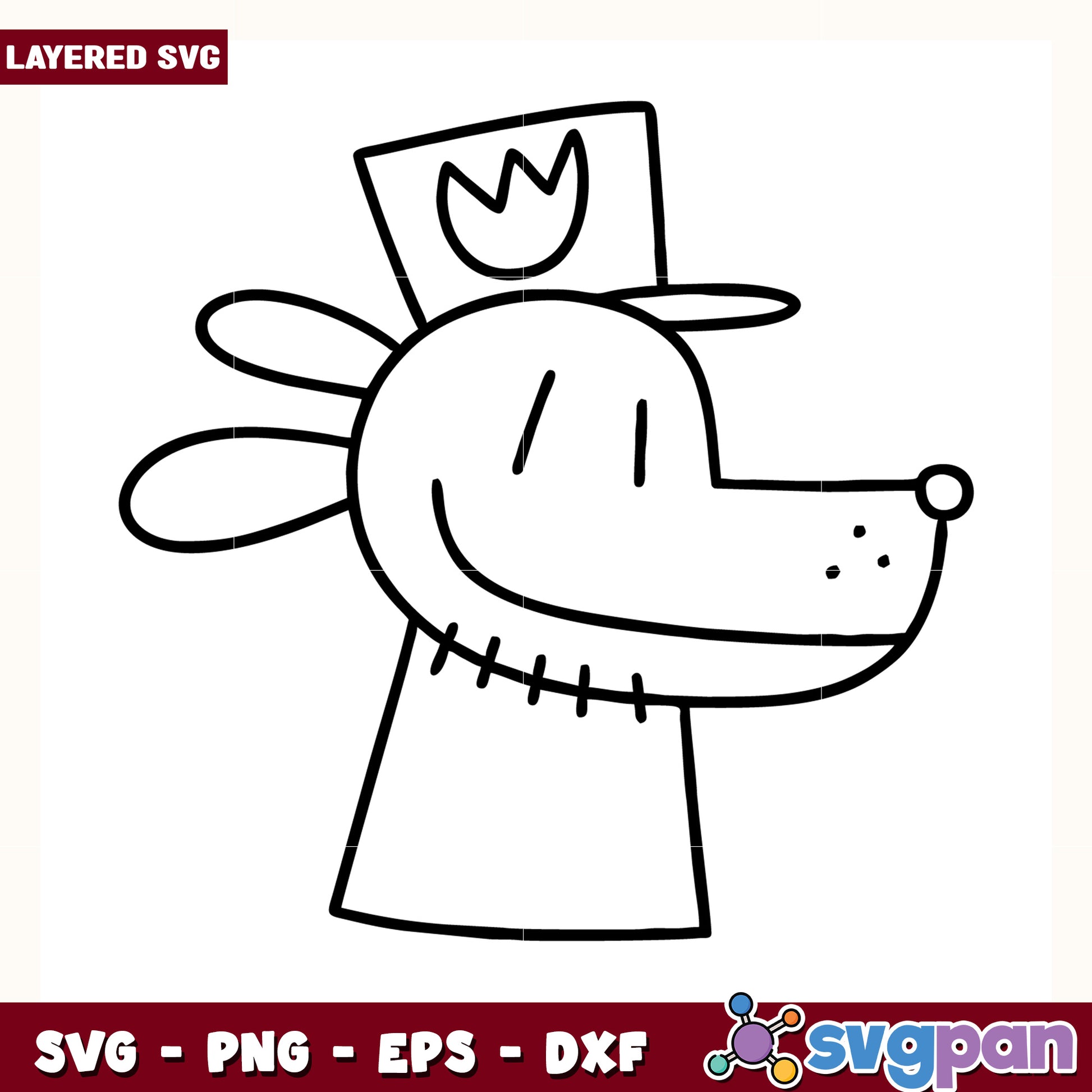 Officer knight black and white design svg, dog man movie svg, dog man characters svg