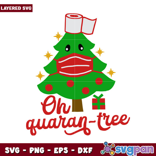 Oh Quaran Tree SVG Design for Christmas, Fun Holiday Decor Item