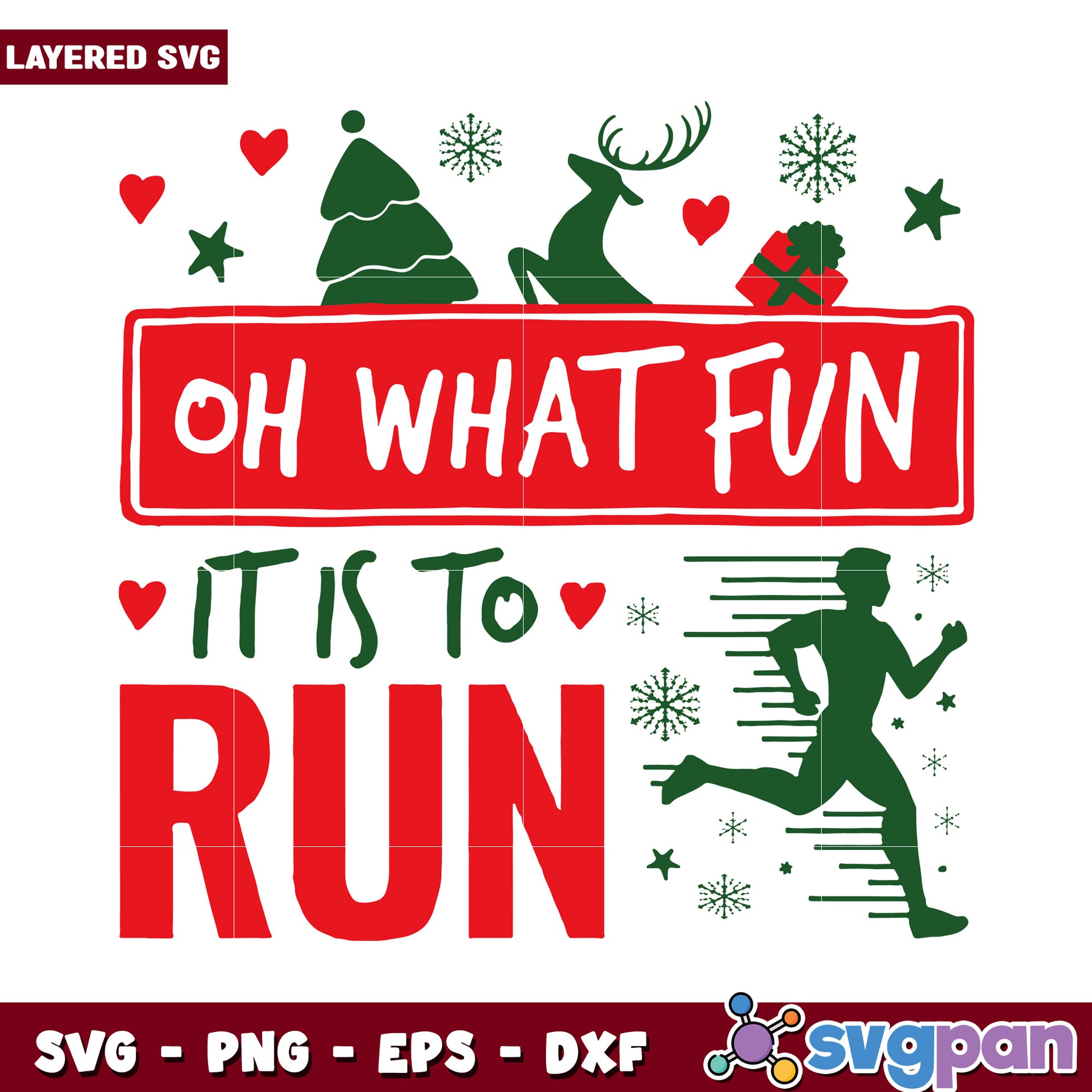 Oh What Fun It Is to Run Christmas SVG, joyful design for runners