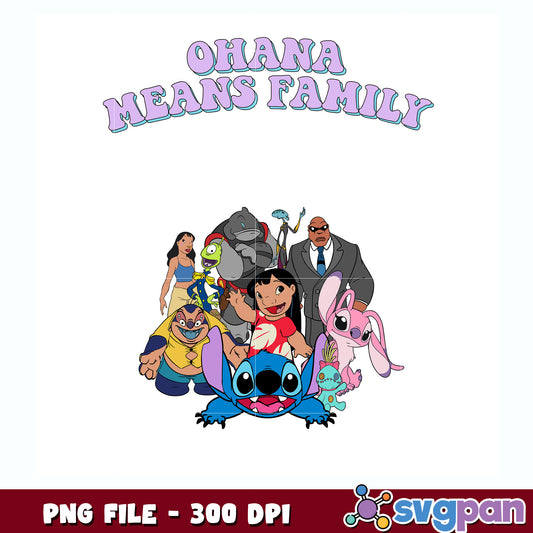 Ohana means family png, disney quote png, lilo and stitch png