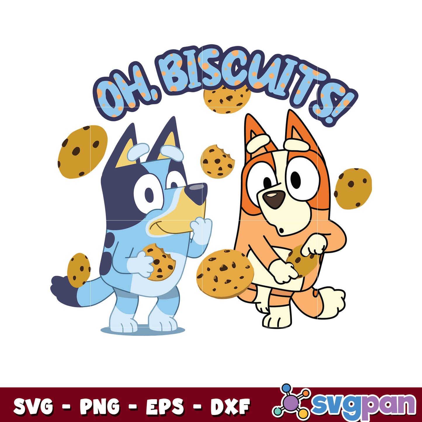 Oh biscuits bluey and bingo svg, bluey eating​ svg, bluey cartoon svg