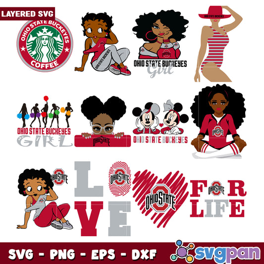 Ohio State Buckeyes SVG Bundle Girl Designs