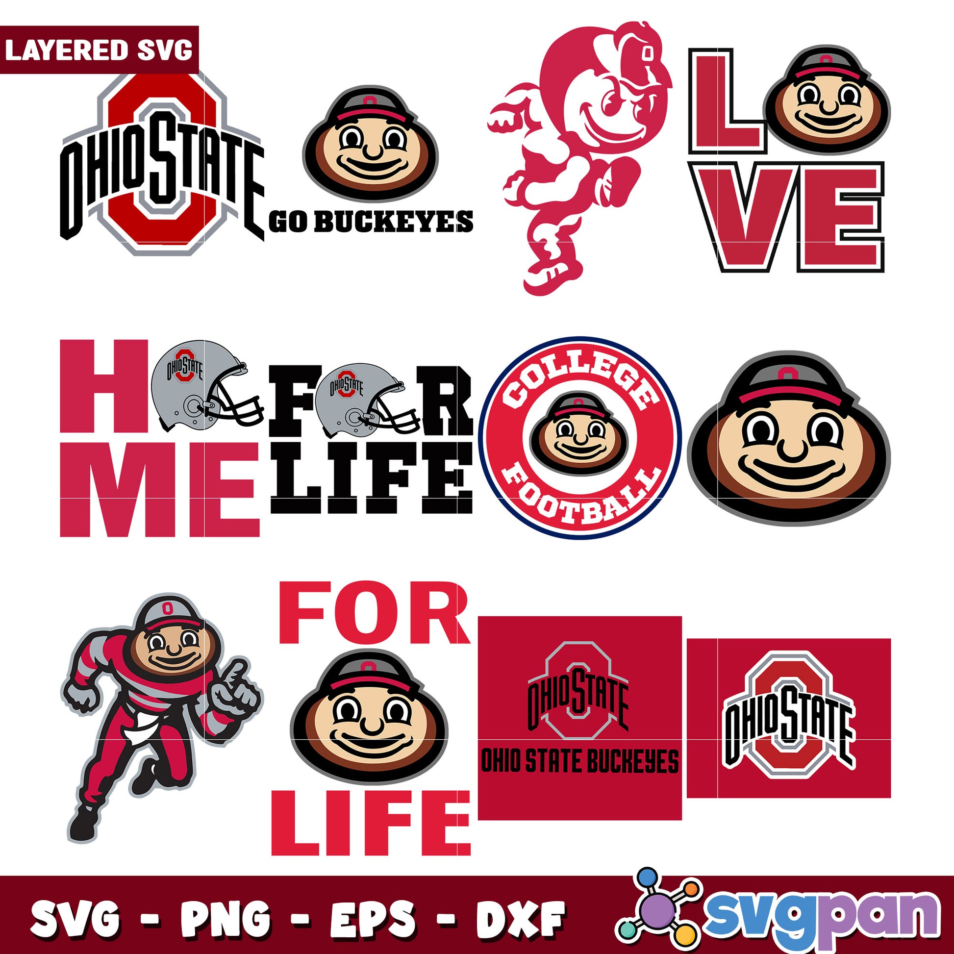 Ohio State Buckeyes SVG Bundle Layered Designs