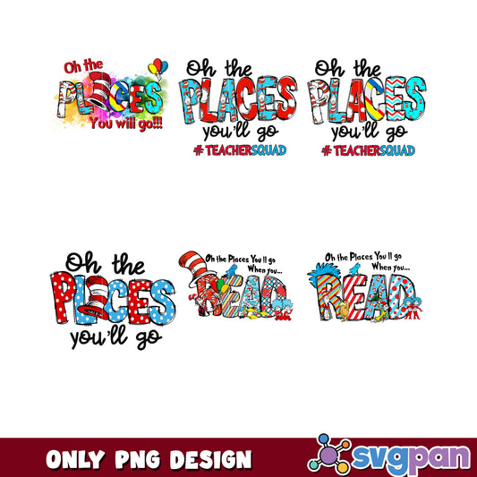 Oh the Places You'll Go PNG Bundle for Teachers