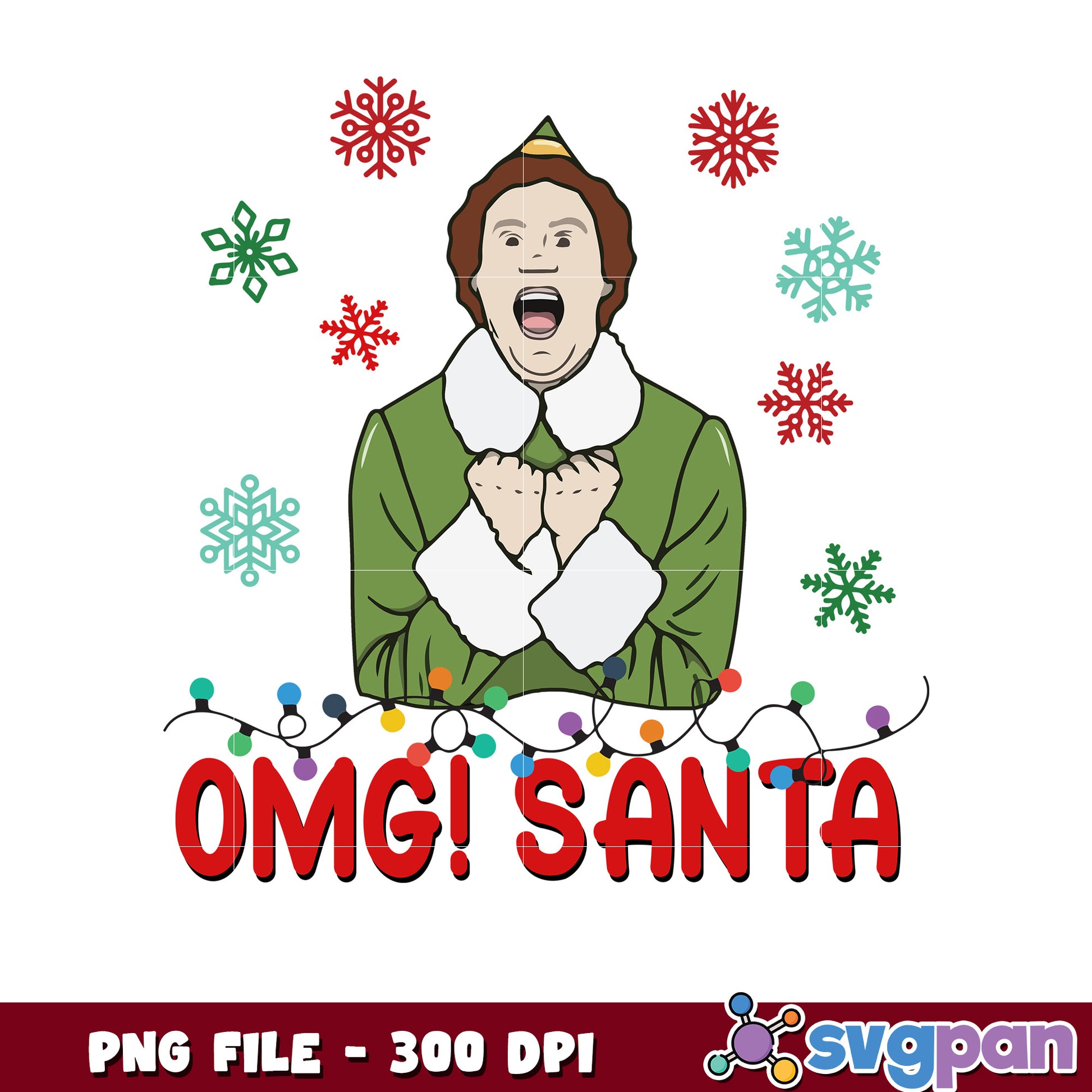 Omg santa's coming png, buddy the elf png, elf christmas png