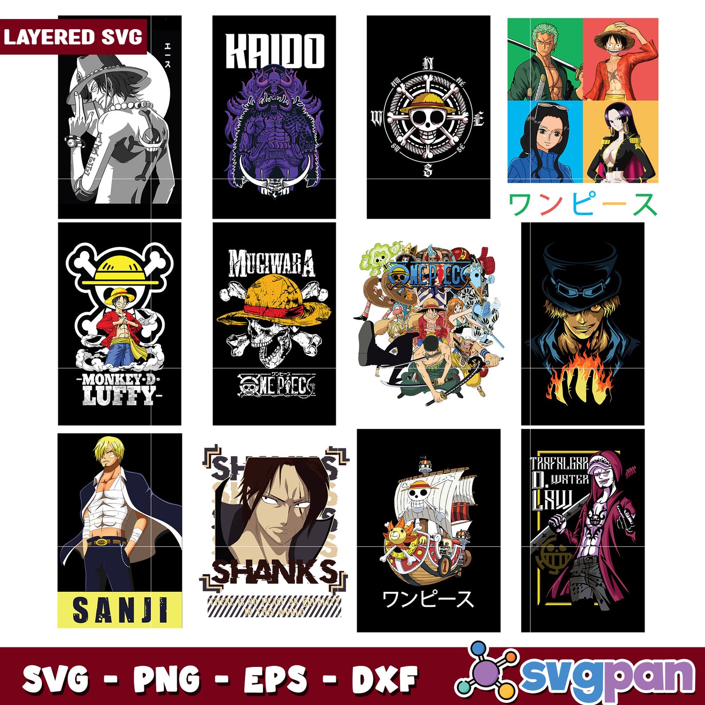 One Piece Bundle SVG Files for Crafting Projects