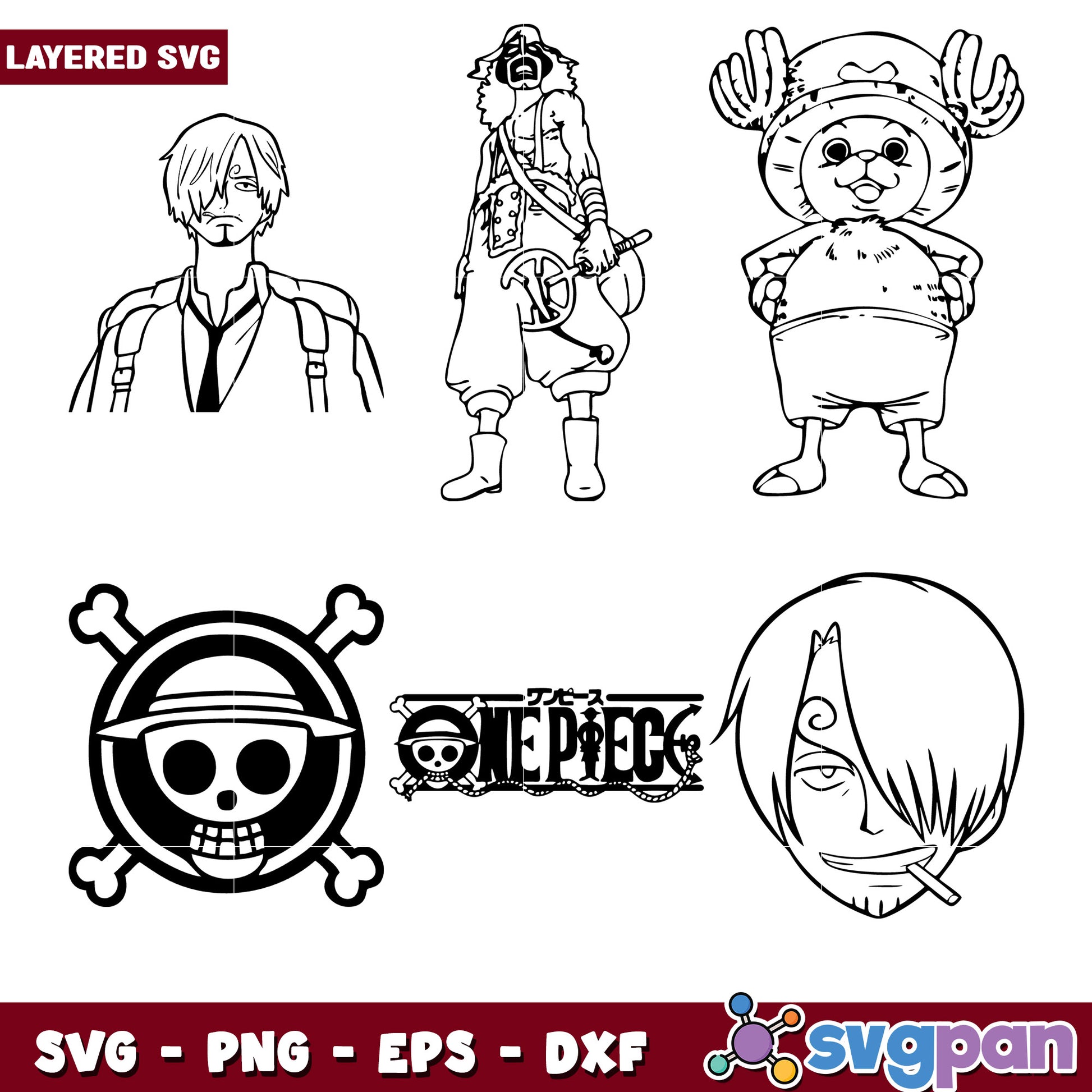 One Piece Character Bundle SVG Clipart Set