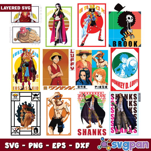 One Piece Character Bundle SVG Files for Crafts