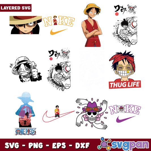 One Piece Nike SVG Bundle Layered Designs