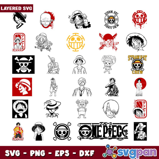 One Piece SVG Bundle 25+ Layered Designs