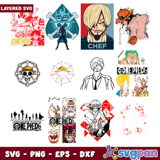 One Piece SVG Bundle Layered Design Graphics Set