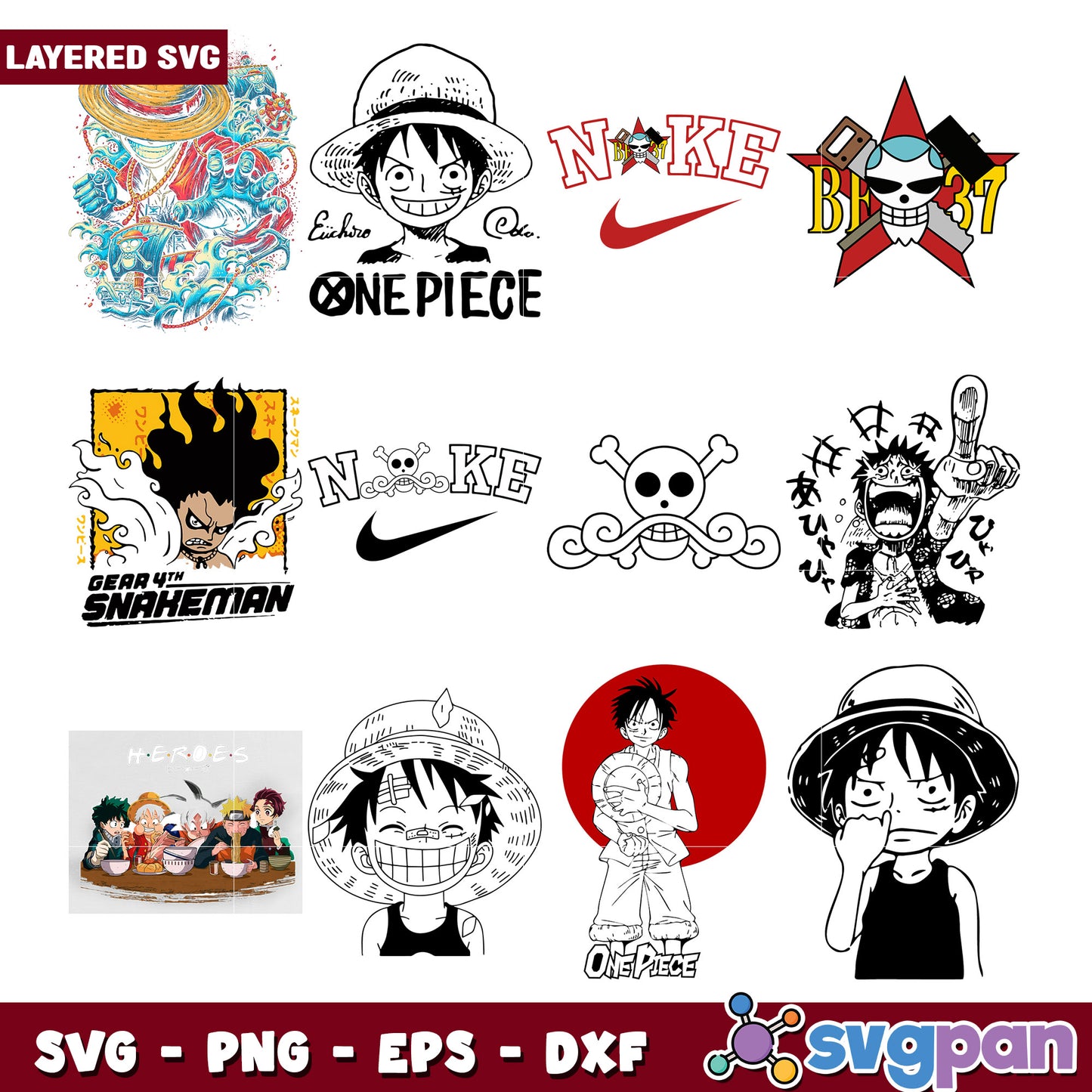 One Piece SVG Bundle Layered Designs