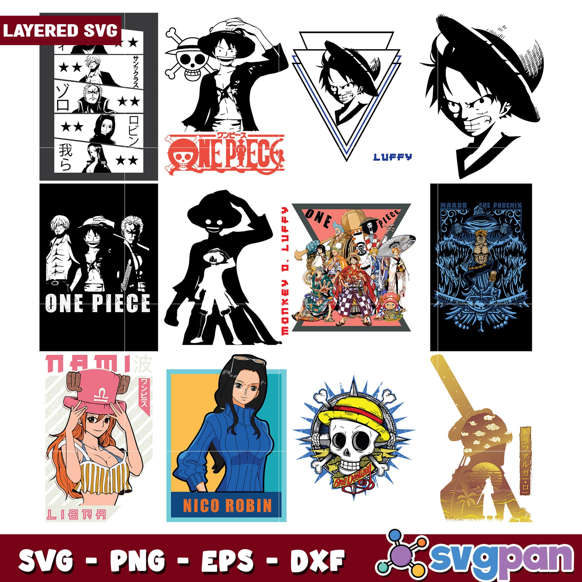 One Piece SVG Bundle Layered Designs for Crafts