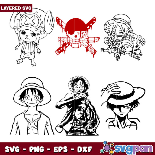 One Piece SVG Bundle Luffy Chopper Zoro