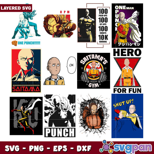 One Punch Man SVG Bundle 12 Designs