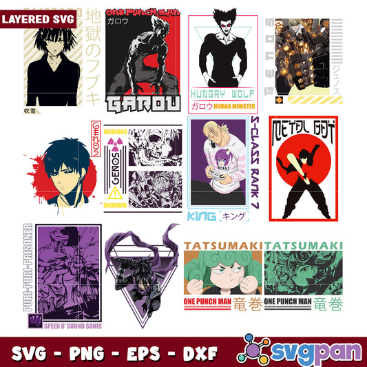 One Punch Man SVG Bundle Layered Designs