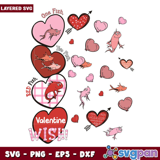 One Fish Two fish red fish valentine svg, Dr. seuss characters svg, Digital Download