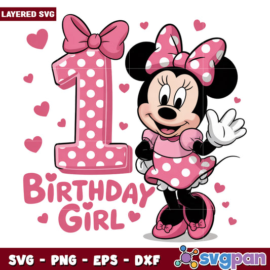 One years old girl png, disney cartoons png, minnie mouse png