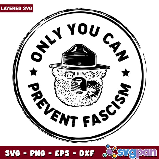 Only you can prevent fascism with bear head design svg, care bears anti fascist meme​ svg