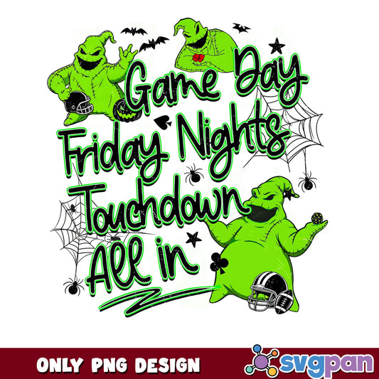 Oogie Boogie Friday Night Touchdown PNG, Game Day PNG, Halloween PNG