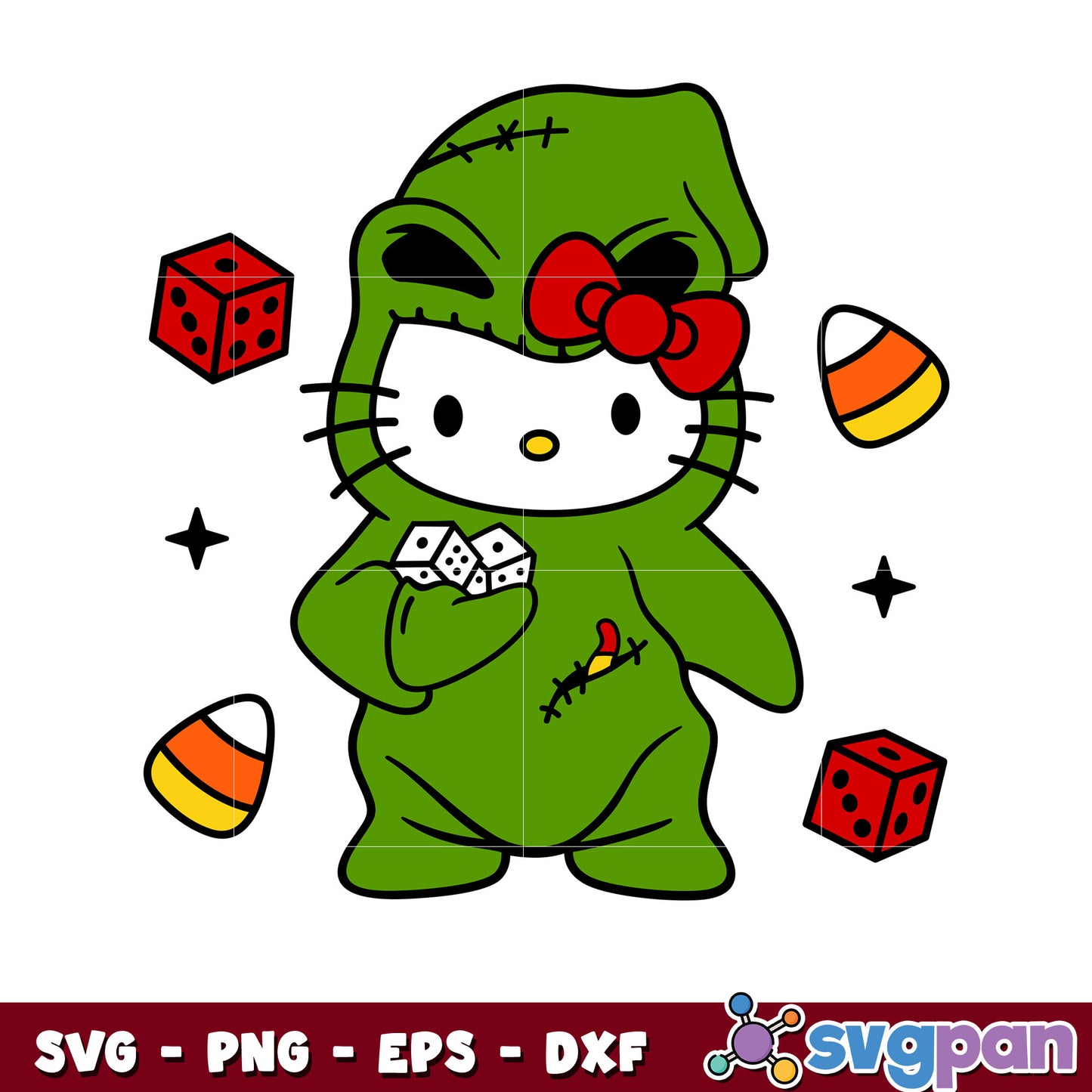 Oogie boogie concha hello kitty svg, hello kitty christmas svg