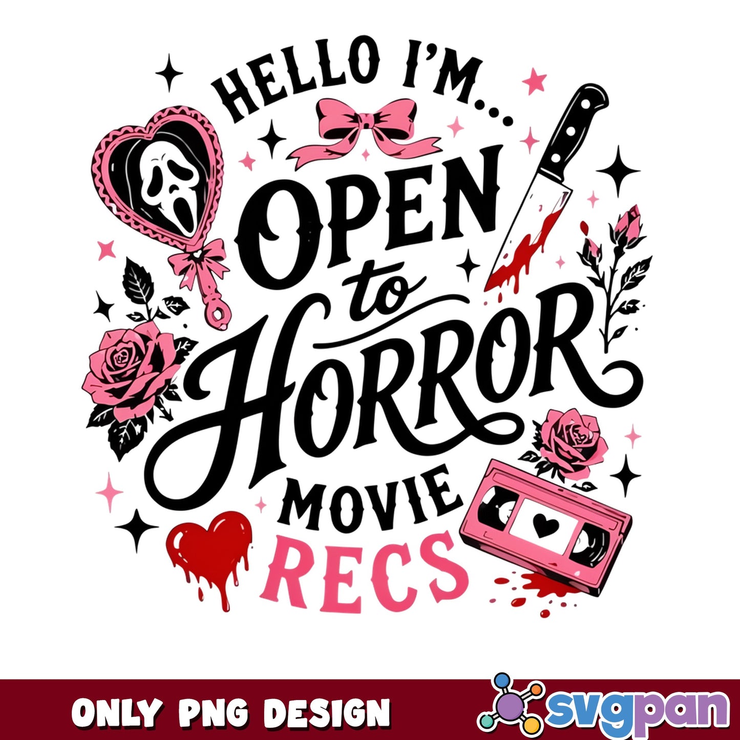 Open To Horror Movie Recs PNG, Ghostface Valentine PNG, Horror PNG