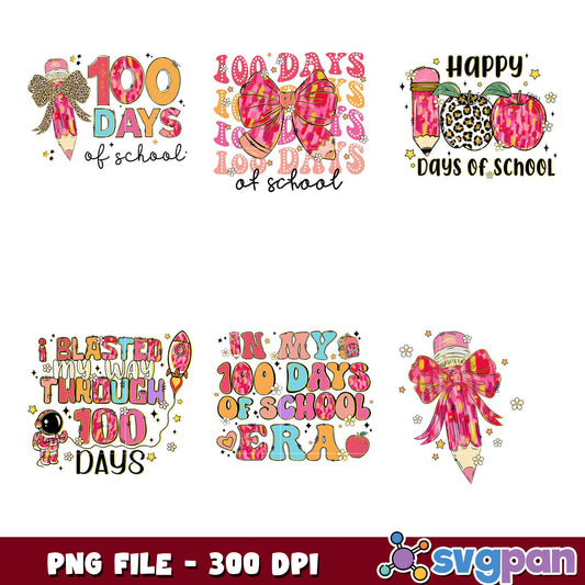 Option 1 (67 characters) 100 Days of School PNG Bundle - Cute Designs