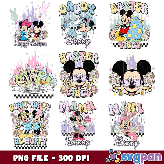 Option 1 (Focus on Easter) Easter Mickey Minnie PNG Bundle - 300 DPI