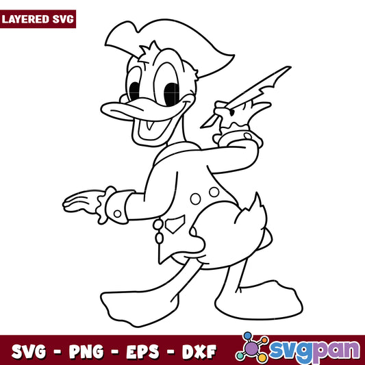 Option 1 (Focus on character)  Cartoon Duck Coloring Page SVG  Download