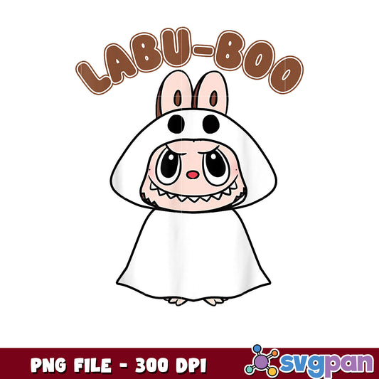 Option 1 (Focus on character) Cute Bunny Ghost Halloween PNG 300 DPI