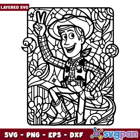 Option 1 (Focus on character) Woody SVG Coloring Page Toy Story Art
