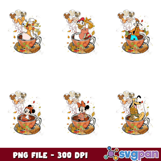 Option 1 (Focus on characters) Disney Characters Fall Bundle PNG 300 DPI